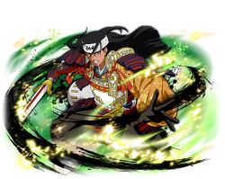  1boy alternate_costume armor black_hair clenched_teeth dou headband holding holding_sword holding_weapon japanese_armor katana looking_at_viewer naruto_(series) naruto_shippuuden:_ultimate_ninja_blazing official_art samurai senju_hashirama shoulder_armor sode solo sword teeth weapon white_headband 