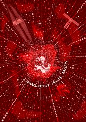  1boy alien astronaut commentary english_commentary galaxy highres negative_space project_hail_mary rock rocky_(project_hail_mary) ryland_grace saucefunk2 scene_fashion science_fiction sky space star_(sky) starry_sky 