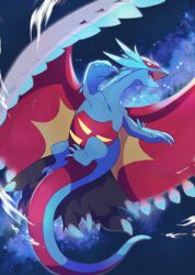 absurdres animal_focus colored_sclera commentary_request dragon flying highres kechon-san night no_humans open_mouth pokemon pokemon_(creature) pokemon_focus red_eyes roaring_moon sharp_teeth sky solo star_(sky) starry_sky teeth v-shaped_eyes yellow_sclera 