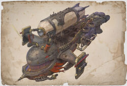 aircraft airship banner cannon commentary_request dirigible industrial_pipe kazo_(kazozakazo) military_vehicle no_humans original paper scorpion ship steampunk vehicle_focus warship watercraft 