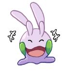 +++ :d closed_eyes commentary facing_viewer full_body goomy happy no_humans open_mouth pokemon pokemon_(creature) rei_(esprei96) simple_background smile solo tongue white_background 