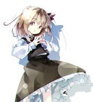  1girl black_vest frilled_skirt frills gorilla_(bun0615) hair_ribbon highres long_sleeves red_eyes ribbon rumia short_hair skirt skirt_set touhou vest 