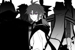  1girl 5boys :| adoptive_siblings alternate_universe android antenna_hair armor asriel_dreemurr brothers buttons cape chinese_commentary closed_mouth colored_sclera commentary_request expressionless father_and_child father_and_son frisk_(undertale) from_behind furry furry_male gloves goat_boy greyscale hair_between_eyes hair_flaps hair_tie hanbaobaobaozhu high_ponytail highres hood hood_down hooded_jacket horns jacket long_hair looking_at_viewer looking_back low_ponytail male_focus mechanical_arms medium_hair mettaton mettaton_ex monochrome multicolored_eyes multiple_boys open_clothes open_jacket papyrus_(undertale) parent_and_child ponytail puffy_short_sleeves puffy_sleeves red_eyes scar scar_across_eye scar_on_face short-sleeved_jacket short_hair short_sleeves shoulder_armor siblings sidelocks simple_background solo_focus spot_color standing sweater turtleneck turtleneck_sweater two-tone_eyes undertale undyne upper_body utdr_(toby_fox) violet_eyes w.d._gaster white_background xtale 