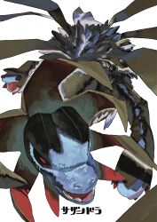  black_sclera colored_sclera commentary_request dragon highres hydreigon multiple_heads no_humans ookiitora128706 open_mouth pokemon pokemon_(creature) pokemon_focus red_eyes sharp_teeth simple_background solo teeth 