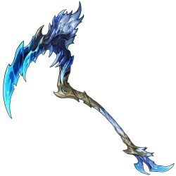  no_humans official_art scythe simple_background solo_leveling solo_leveling:_arise tachi-e transparent_background weapon_focus 