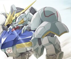  armor from_side gamiani_zero green_eyes gundam gundam_barbatos gundam_tekketsu_no_orphans mecha mobile_suit no_humans robot science_fiction shoulder_armor solo standing v-fin 