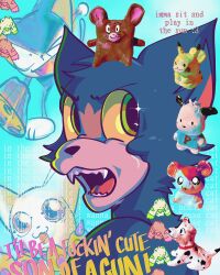  :3 blue_fur cat cat_boy character_request chibi chibi_inset chibikemo clay_(medium) colored_sclera copyright_request dalmatian digimon dog drawfee english_text fangs furry furry_male green_eyes gun hamster hamtaro hamtaro_(series) karina_farek looking_to_the_side male_focus mixed_media one_eye_closed open_mouth pikachu pochacco pokemon sanrio sculpture sparkle tail tailmon teeth terriermon unconventional_media upper_body weapon yellow_sclera 