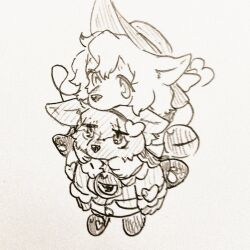  2girls body_fur bow commentary_request dog eyeball frilled_sleeves frills furrification furry furry_female hair_ornament hairband hat hat_bow heart heart_hair_ornament heart_of_string hug hug_from_behind komeiji_koishi komeiji_satori long_sleeves menotama multi-source_commentary multiple_girls ribbon-trimmed_collar ribbon_trim shirt siblings sisters skirt slippers third_eye touhou traditional_media 