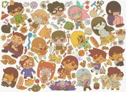  6+boys 6+girls angel_(omori) arrow_(symbol) aubrey_(faraway)_(omori) aubrey_(omori) baguette ball bandaid baseball_bat basil_(faraway)_(omori) basil_(omori) basketball_(object) bee bicycle big_yellow_cat_(omori) black_skirt black_sweater_vest blonde_hair blue_eyes blue_hair blue_hairband blue_hoodie blue_shirt blunt_bangs bouquet bow_(music) bow_hairband bowen_(omori) bread bright_pupils brown_eyes brown_hair brown_shorts bug candy cat chainsaw closed_eyes closed_mouth collared_shirt colored_skin cris_(omori) daphne_(omori) dark-skinned_female dark-skinned_male dark_skin dog double-parted_bangs ear_piercing expressionless flower flower_pot food food_on_head fried_egg frying_pan gardening_shears glasses green_jacket green_sweater_vest grin hair_behind_ear hair_between_eyes hair_flower hair_ornament hair_over_one_eye hairband hector_(omori) highres holding holding_baseball_bat holding_bow_(music) holding_candy holding_chainsaw holding_food holding_frying_pan holding_instrument holding_lollipop holding_seashell holding_spatula holding_violin hood hoodie instrument jacket jackson_(omori) jash_(omori) kel_(faraway)_(omori) kel_(omori) kim_(omori) knife lollipop long_hair long_skirt long_sleeves looking_at_viewer mari_(omori) mari_(spirit)_(omori) mewo mikhael_(omori) milkymilkyshark miss_candice_(omori) multiple_boys multiple_girls musical_note nail_(hardware) nail_bat object_on_head omori on_tree_stump one_eye_closed open_clothes open_jacket open_mouth orange_shorts orange_tank_top oven_mitts pacifier pants parted_bangs parted_lips pedro_(omori) photo_(object) piercing pink_hair pizza pleated_skirt polly_(omori) purple_pants rectangular_eyewear recyclepath_(omori) recycling_symbol red-framed_eyewear sally_(omori) sandwich seashell sheet_music shell shirt short_hair short_sleeves shorts sitting skirt smile socks spatula spelling_bee_(omori) sunglasses sweater_vest tank_top tareme teeth toothbrush traffic_cone trash_bag vance_(omori) violin white_pupils white_shirt white_skin white_socks wrench yellow_eyes 