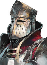  1other aoin armor belt breastplate covered_face cross facing_to_the_side gambeson gorget great_helm haute_plate helm helmet knight multiple_belts original portrait simple_background solo white_background 