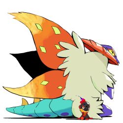  alt_text charcadet commentary english_commentary fire flaming_eyes pokemon psaber97 simple_background sitting slither_wing white_background 