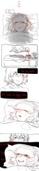  2018 2d 2others ambiguous_gender arms_behind_back bed blanket boots chara_(undertale) child comic commentary crying digital_media drawer duo english_commentary english_text floating flower frisk_(undertale) horizontal-striped_clothes human kophnar352_(discoice) long_sleeves looking_at_another lying memories monochrome multiple_others on_back on_bed other_focus pants red_eyes sequential shadow short_hair sick simple_background single_horizontal_stripe speech_bubble spot_color striped_clothes striped_sweater sweat sweater tall_image tears text undertale utdr_(toby_fox) vase white_background 