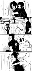  4boys baby baby_carry carrying carrying_baby carrying_over_shoulder carrying_person carrying_under_arm child child_carry highres lifting_person multiple_boys naruto_(series) uchiha_itachi uchiha_obito uchiha_sasuke uzumaki_naruto ynmn_knh 