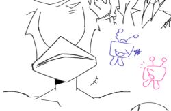  +++ 1other 2025 2boys 2d ambiguous_gender ant_tenna antlers chibi commentary cropped_shoulders crt deltarune digital_media eliasvrk english_commentary horns male monochrome no_eyes object_head other_focus pointy_nose radio_antenna roaring_knight simple_background solo_focus television utdr_(toby_fox) white_background 