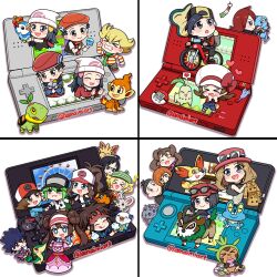  >_< +_+ 6+boys 6+girls :q =_= adamant_orb ahoge amaimi aqua_eyes backwards_hat barry_(pokemon) baseball_cap beret bianca_(pokemon) bicycle black-framed_eyewear black_eyes black_hair black_hat black_jacket black_shirt blonde_hair blue_jacket blush blush_stickers bow bright_pupils brown_eyes brown_hair calem_(pokemon) casteliacone cheren_(pokemon) chespin chibi chibi_only chikorita chimchar clenched_hands clenched_teeth closed_eyes commentary_request cyndaquil dot_nose dress dual_persona eating egg espurr ethan_(pokemon) eyewear_on_headwear fennekin ferris_wheel fire food froakie glasses gogoat green_hair green_hat green_scarf grey_eyes griseous_orb hair_ornament hairclip handheld_game_console hat hat_bow heart hikari_(pokemon) hilbert_(pokemon) hilda_(pokemon) holding holding_food holding_ice_cream holding_ice_cream_cone holding_poke_ball holding_pokemon holding_unworn_clothes holding_unworn_dress hugh_(pokemon) ice_cream ice_cream_cone jacket jewelry lillipup long_hair long_sleeves looking_up lucas_(pokemon) lustrous_orb lyra_(pokemon) minccino multiple_boys multiple_girls musical_note n_(pokemon) nate_(pokemon) necklace nintendo_3ds nintendo_ds nintendo_ds_lite on_head open_clothes open_jacket open_mouth orange_eyes orange_hair oshawott pikachu pink_dress pink_hat pink_scarf piplup poke_ball poke_puff pokemon pokemon_(creature) pokemon_black_2_and_white_2 pokemon_black_and_white pokemon_egg pokemon_heartgold_and_soulsilver pokemon_on_head pokemon_x_and_y pokewalker ponytail purrloin rainbow_feather_(pokemon) red_bow red_hair red_hat red_scarf red_shirt riding riding_bicycle riding_pokemon rosa_(pokemon) scarf serena_(pokemon) shauna_(pokemon) shirt short_hair short_sleeves sidelocks silver_(pokemon) silver_feather_(pokemon) simple_background smile snivy speech_bubble spoken_heart starter_pokemon_trio striped_clothes sunglasses teeth tepig through_medium through_screen tierno_(pokemon) tongue tongue_out totodile trevor_(pokemon) turtwig twintails twitter_username unworn_dress virtual_pet_(toy) visor_cap warming_hands white-framed_eyewear white_background white_hat white_pupils white_shirt zorua 