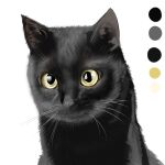  animal animal_ear_fluff animal_focus black_cat cat color_guide commentary_request highres kuro_kosyou looking_at_viewer no_humans original simple_background upper_body white_background yellow_eyes 
