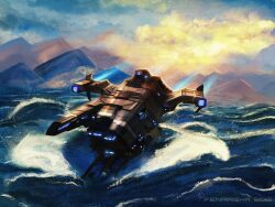  advanced_ship_(eve_online) artist_name attack_ship_(eve_online) caldari_state_(eve_online) clouds cloudy_sky combat_ship_(eve_online) commentary cruiser_(eve_online) dated electronic_warfare_ship_(eve_online) english_commentary eve_online exploration_ship_(eve_online) fenrirsha flying foaming_waves glowing highres ishukone_corporation_(eve_online) kaalakiota_corporation_(eve_online) lai_dai_corporation_(eve_online) military_vehicle mountain mountainous_horizon no_humans ocean outdoors science_fiction sky spacecraft strategic_cruiser_(eve_online) support_ship_(eve_online) tech_3_ship_(eve_online) tengu_(eve_online) vehicle_focus water waves 
