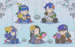  anohito_(pixiv_1047059) bluesky_username character_doll commentary_request doll fire_emblem fire_emblem:_genealogy_of_the_holy_war fire_emblem:_mystery_of_the_emblem fire_emblem:_radiant_dawn fire_emblem_awakening fire_emblem_engage flower ike_(fire_emblem) lucina_(fire_emblem) marth_(fire_emblem) no_humans sigurd_(fire_emblem) soren_(fire_emblem) stitches stuffed_toy 