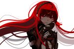  1girl 961_kku black_bodysuit black_hairband bodysuit hairband highres long_hair parted_lips punishing:_gray_raven red_eyes redhead sidelocks solo vera:_rozen_(punishing:_gray_raven) vera_(punishing:_gray_raven) very_long_hair 