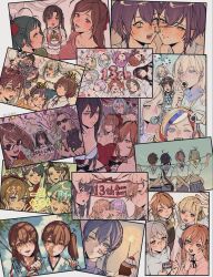  akagi_(kancolle) alternate_costume anniversary aoba_(kancolle) arashi_(kancolle) arashio_(kancolle) asashimo_(kancolle) asashio_(kancolle) commandant_teste_(kancolle) commentary_request confetti cowboy_shot cupcake eating fletcher_(kancolle) food from_behind fujinami_(kancolle) furutaka_(kancolle) gloire_(kancolle) gotland_(kancolle) hagikaze_(kancolle) hair_ornament hamakaze_(kancolle) heywood_l._edwards_(kancolle) highres hiyou_(kancolle) i-13_(kancolle) i-14_(kancolle) irako_(kancolle) isokaze_(kancolle) jean_bart_(kancolle) johnston_(kancolle) jun'you_(kancolle) kaga_(kancolle) kagerou_(kancolle) kako_(kancolle) kantai_collection kinugasa_(kancolle) kinugasa_kai_ni_(kancolle) kishinami_(kancolle) kumano_(kancolle) kuroshio_(kancolle) maikaze_(kancolle) mamiya_(kancolle) michishio_(kancolle) mikuma_(kancolle) millroi1000 mogador_(kancolle) mogami_(kancolle) musashi_(kancolle) mutsu_(kancolle) naganami_(kancolle) nagato_(kancolle) nankai_(kancolle) nowaki_(kancolle) number_hair_ornament okinami_(kancolle) ooshio_(kancolle) photo_(object) pleated_skirt richard_p._leary_(kancolle) richelieu_(kancolle) ryuujou_(kancolle) shiranui_(kancolle) skirt string_of_flags suzuya_(kancolle) upper_body yamato_(kancolle) 