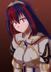  1girl absurdres alear_(female)_(fire_emblem) alear_(fire_emblem) blue_eyes blue_hair closed_mouth fire_emblem fire_emblem_engage hair_between_eyes heterochromia highres long_hair looking_at_viewer multicolored_hair red_eyes redhead ribbon solo split-color_hair tiara to_(tototo_tk) two-tone_hair white_ribbon 