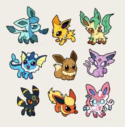  :3 animal_focus black_eyes black_fur blue_eyes blue_fur bow bright_pupils brown_eyes brown_fur caridescent chibi eevee espeon facial_mark fins fish_tail flareon forehead_jewel forehead_mark full_body glaceon green_fur grey_background head_fins highres jolteon leaf leafeon looking_at_viewer neck_fur no_humans orange_fur pink_fur pokemon pokemon_(creature) pokemon_focus purple_fur red_eyes ribbon sidelocks simple_background sitting spiked_tail standing sylveon tail umbreon vaporeon violet_eyes white_fur white_pupils yellow_fur 