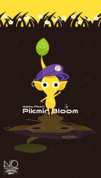  black_eyes colored_skin commentary flower hat highres leaf meme_(sleepsheep) no_humans no_mouth pikmin_(creature) pikmin_(series) pikmin_bloom pointy_ears purple_hat super_mario_bros. waluigi yellow_pikmin yellow_skin 
