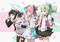  aria_(zenless_zone_zero) buffering ice_cream long_hair medium_hair multiple_girls nangong_yu sunna_(zenless_zone_zero) zenless_zone_zero 