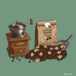  animal animal_focus coffee_beans coffee_grinder commentary_request green_background hamster no_humans original simple_background upiupisyo 