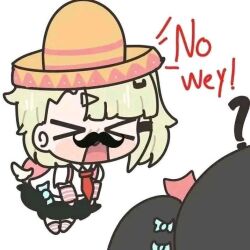  >_< fake_facial_hair fake_mustache long_hair multiple_girls sombrero sunna_(zenless_zone_zero) zenless_zone_zero 