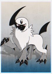  359yuyu absol absurdres claws closed_mouth commentary english_commentary forehead_jewel highres horns looking_at_viewer no_humans pokemon pokemon_(creature) pokemon_focus red_eyes single_horn 