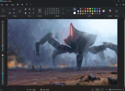  3others art_program_in_frame burning christian_young creature fire microsoft_paint_(medium) microsoft_paint_(software) mountainous_horizon multiple_others original outdoors rain scenery screenshot size_difference smoke 