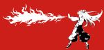  fire fujiwara_no_mokou highres monochrome ozawa profile red simple_background solo standing touhou 