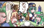  akabashi alice_margatroid bandages bucket comic doll green_hair hat hourai_doll kagiyama_hina kisume kochiya_sanae mima rod_of_remorse shanghai shikieiki_yamaxanadu teapot touhou translated witch_hat wizard_hat wriggle_nightbug 