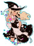  apron bad_id blonde_hair braid breasts foreshortening hand_on_hip hands hat ichizen_(artist) ichizen_(o_tori) kirisame_marisa large_breasts long_hair smile smirk solo star touhou witch_hat yellow_eyes 