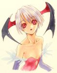  collarbone flat_chest head_wings lilith_aensland nanase_aoi open_mouth red_eyes short_hair skinny solo vampire_(game) 