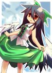  bow hair_bow highres long_hair red_eyes reiuji_utsuho solo touhou tsuka wings young 