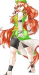  bare_shoulders bike_shorts braid breasts china_dress chinese_clothes detached_sleeves dragon hair_ribbon hat hong_meiling large_breasts long_hair looking_back redhead ribbon solo somsom star touhou twin_braids very_long_hair 