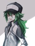  bad_id baseball_cap green_hair hat male n_(pokemon) new_era_hat obo pokemon pokemon_(game) pokemon_black_and_white pokemon_bw ponytail smile solo trucker_hat 