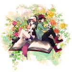  1boy 1girl bb5 book ditto flower hat oshawott pokemon pokemon_(creature) pokemon_(game) pokemon_black_and_white pokemon_bw snivy tepig touko_(pokemon) touya_(pokemon) 