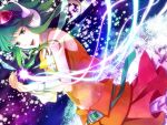  dutch_angle eyelashes glowing goggles goggles_on_head green_eyes green_hair gumi headset macco skirt solo star vocaloid wrist_cuffs 