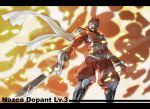 1girl kamen_rider kamen_rider_w kurita_shin&#039;ichi letterboxed monster nasca_dopant orange_theme scarf solo sword weapon