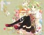  green_eyes green_hair gumi hairband shoes shorts solo thigh-highs thighhighs vient vocaloid 