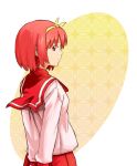  hair_ribbon hairband kamigishi_akari red_eyes red_hair redhead ribbon school_uniform serafuku shiba_murashouji short_hair smile solo to_heart 