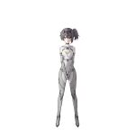  1girl asymmetrical_hair asymmetrical_sidelocks beizhi bodysuit covering_crotch covering_privates full_body grey_bodysuit grey_eyes grey_hair hair_between_eyes highres long_hair nanami:_starfarer_(punishing:_gray_raven) nanami_(punishing:_gray_raven) pilot_suit punishing:_gray_raven side_ponytail sidelocks solo spacesuit tiara transparent_background 