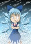  1girl blue_eyes blue_hair cirno embodiment_of_scarlet_devil fairy frozen highres ice lupeco98 smile tim_burton_(style) toon_(style) touhou 