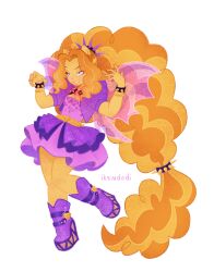  1girl :d absurdly_long_hair adagio_dazzle adagio_dazzle_(human) animal_ears artist_name bare_arms bare_legs belt boots bracelet breasts choker commentary curly_hair curtained_hair demon_wings dress english_commentary equestria_girls:_rainbow_rocks eyeshadow frilled_dress frills full_body gem glowing gold_belt grin hands_up high_ponytail highres horse_ears horse_girl horse_tail iksiudodi jacket jewelry knee_boots knees_together_feet_apart long_hair looking_ahead makeup multicolored_hair my_little_pony my_little_pony:_equestria_girls my_little_pony:_friendship_is_magic official_alternate_costume open_clothes open_jacket orange_hair parted_bangs pendant_choker pink_dress pink_eyes pink_wings platform_boots ponytail puffy_short_sleeves puffy_sleeves purple_boots purple_jacket red_gem short-sleeved_jacket short_dress short_sleeves sidelocks simple_background small_breasts smile solo spiked_belt spiked_bracelet spiked_hair_ornament spikes standing standing_on_one_leg streaked_hair tail transparent_wings triangle_print two-tone_hair v-shaped_eyebrows very_long_hair white_background wings yellow_eyeshadow 