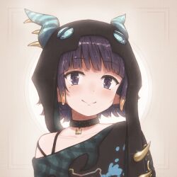  1girl black_hat character_hat closed_mouth gradient_hair hat highres hololive hololive_english looking_at_viewer mole mole_under_eye multicolored_hair ninomae_ina'nis ninomae_ina'nis_(nu_udra) orange_hair paint_on_clothes purple_hair smile solo tentacle_hair violet_eyes virtual_youtuber vorisar 