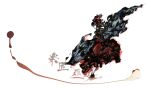  1girl bare_shoulders black_footwear black_hair bow dress frills hair_bow hair_tubes hakurei_reimu highres red_bow red_dress red_eyes solo sukunashi_negi touhou 