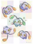  :d :o animal_focus antennae artist_name blue_skin chinchou colored_skin hanabusaoekaki highres multicolored_background no_humans pokemon pokemon_(creature) pout smile star-shaped_pupils star_(symbol) symbol-shaped_pupils upside-down 